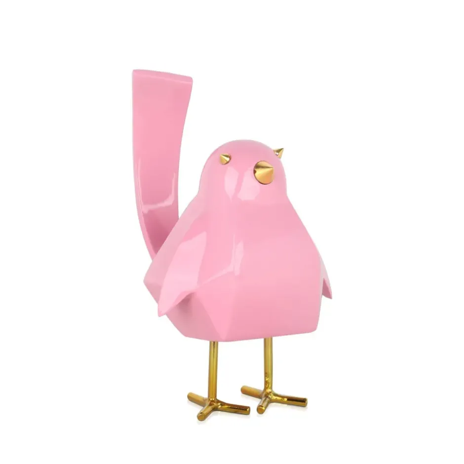 Statues & Sculptures Table Top|Animals^Cubic Bird 18cm Pink Resin Indoor Sculpture