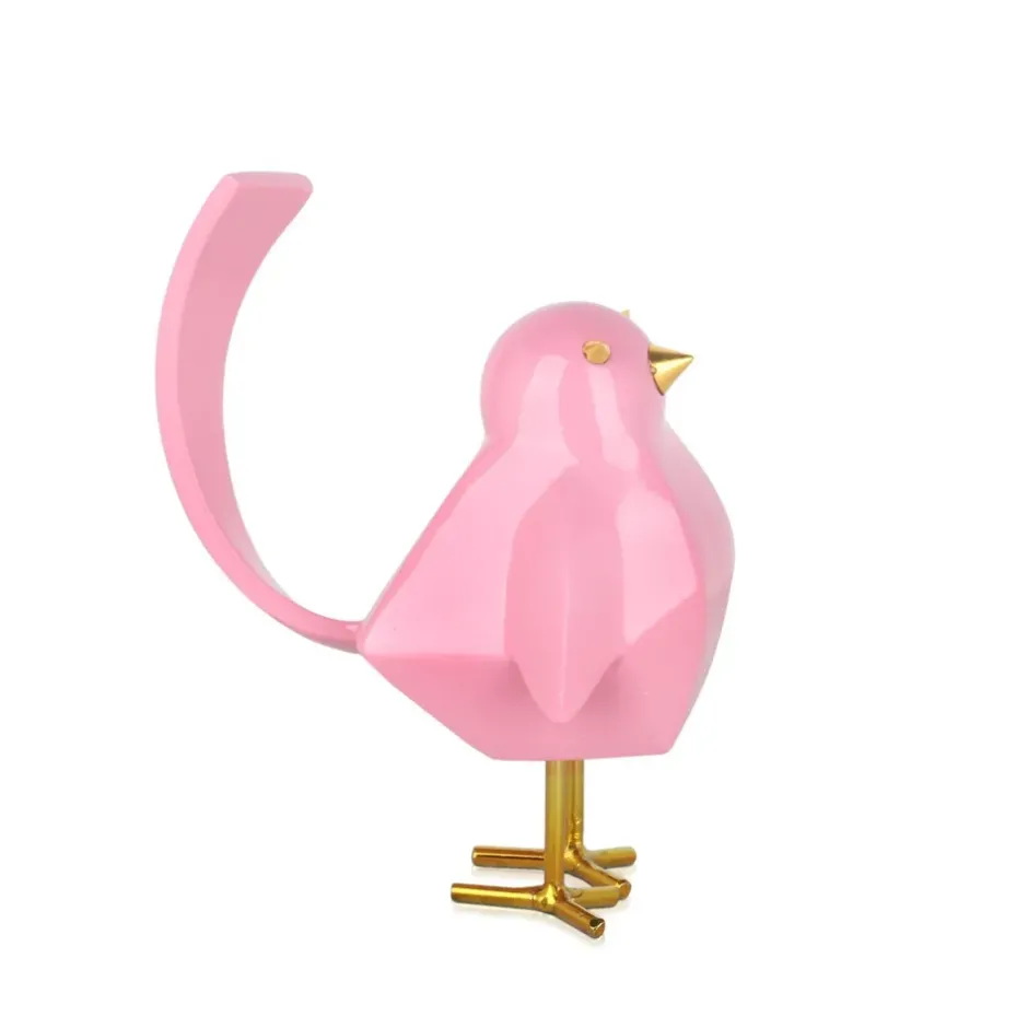 Statues & Sculptures Table Top|Animals^Cubic Bird 18cm Pink Resin Indoor Sculpture