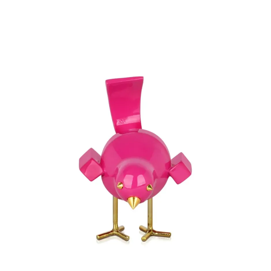 Statues & Sculptures Table Top|Animals^Cubic Bird 14cm Rosa Pink Resin Indoor Sculpture