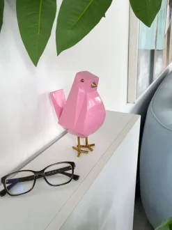 Statues & Sculptures Animals|Contemporary^Cubic Bird 18cm Rosa Pink Resin Indoor Sculpture
