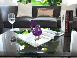 Statues & Sculptures Table Top|Animals^Cubic Bird 18cm Violet Resin Indoor Sculpture