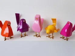 Statues & Sculptures Table Top|Animals^Cubic Bird 18cm Violet Resin Indoor Sculpture