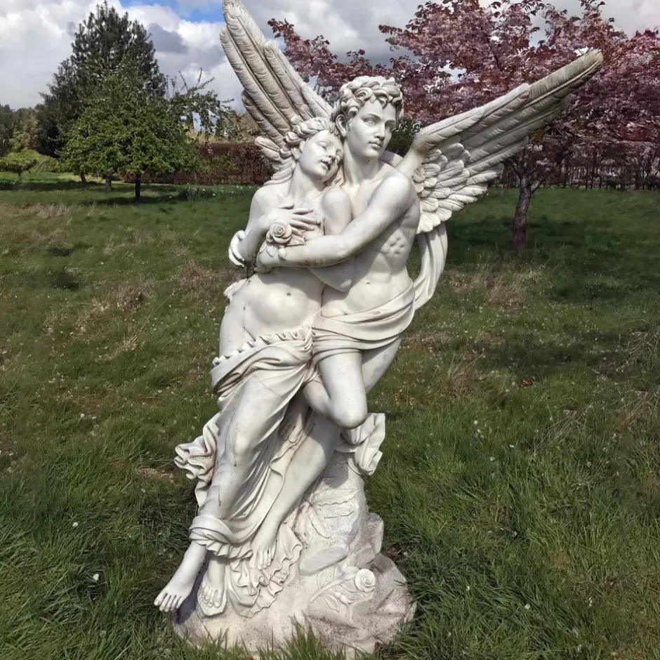 Statues & Sculptures Angel|Roman^Cupid & Psyche 197cm Marble Garden Statue