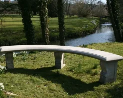 Statues & Sculptures Stone Benches^Curved Ivy Double Stone Garden Bench