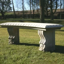 Statues & Sculptures Stone Benches^Curved Ivy Stone Garden Bench