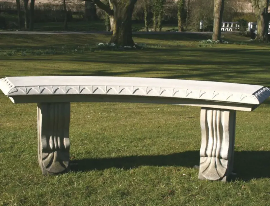 Statues & Sculptures Stone Benches^Curved Ivy Stone Garden Bench