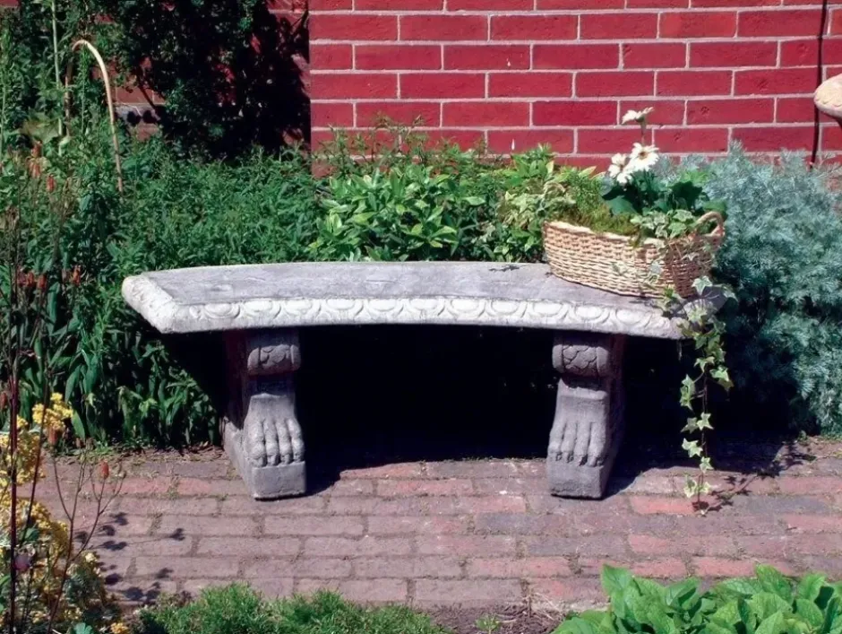 Statues & Sculptures Stone Benches^Curved Pattern Top Stone Garden Bench