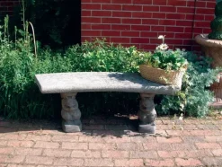 Statues & Sculptures Stone Benches^Curved Plain Top Stone Garden Bench