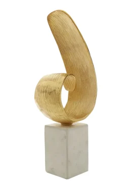 Statues & Sculptures Table Top|Abstract^Curved Reflection 50cm Gold Metal Indoor Sculpture