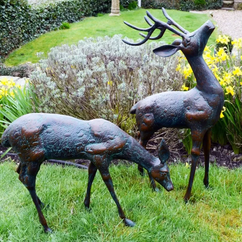 Statues & Sculptures Stags & Deers^Deer & Doe Bronze Metal Garden Statues