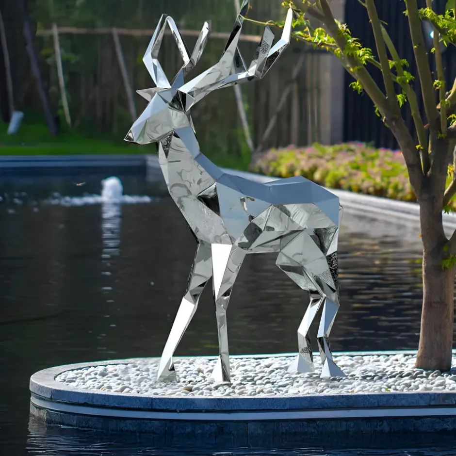 Statues & Sculptures Wildlife|Stags & Deers^Deer 168cm Geometric Metal Garden Sculpture