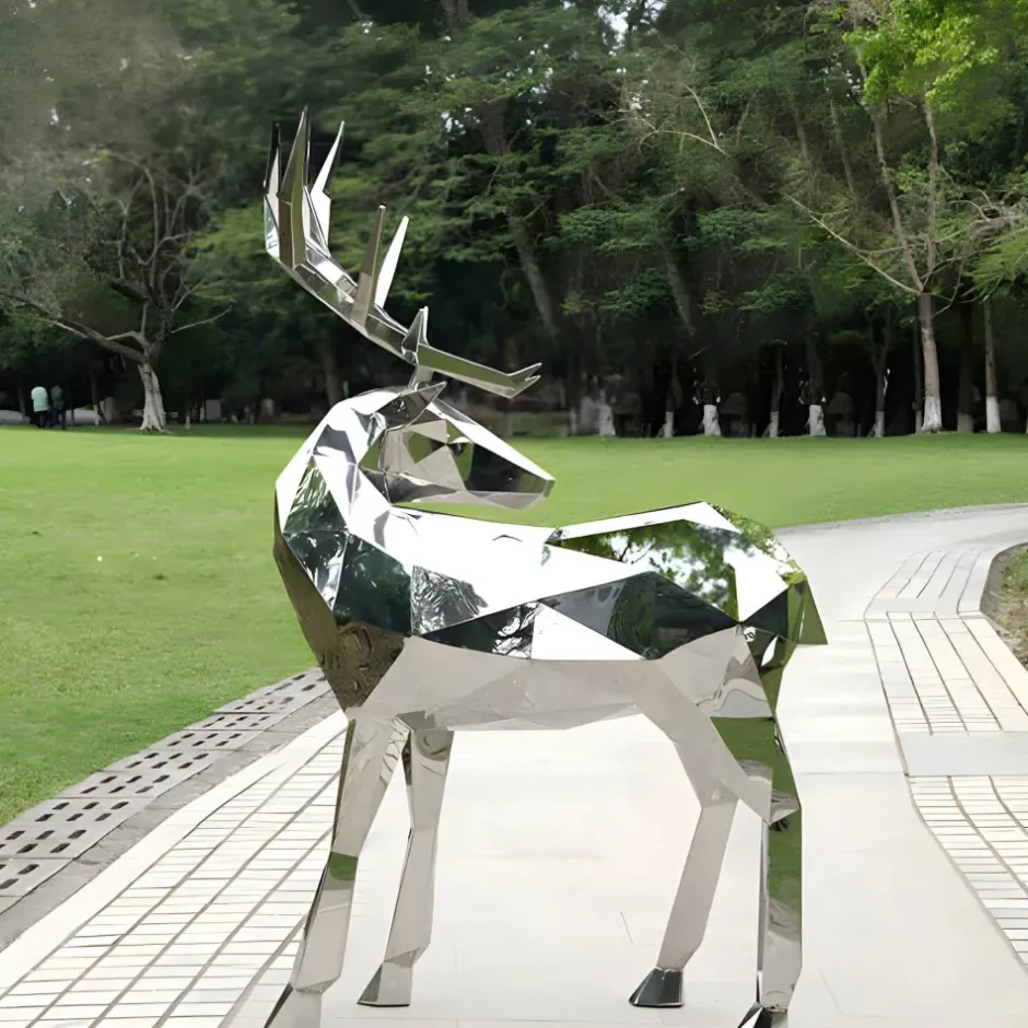 Statues & Sculptures Wildlife|Stags & Deers^Deer 158cm Geometric Metal Garden Sculpture