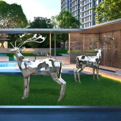 Statues & Sculptures Wildlife|Stags & Deers^Deer 197cm Geometric Metal Garden Sculpture v2