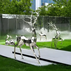 Statues & Sculptures Wildlife|Stags & Deers^Deer 258cm Geometric Metal Garden Sculpture