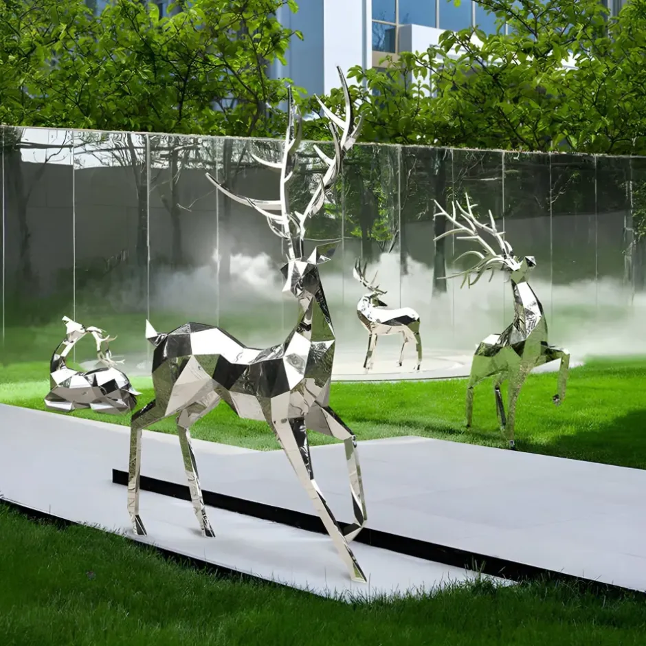 Statues & Sculptures Wildlife|Stags & Deers^Deer 258cm Geometric Metal Garden Sculpture
