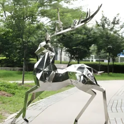 Statues & Sculptures Wildlife|Stags & Deers^Deer 204cm Geometric Metal Garden Sculpture
