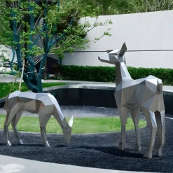 Statues & Sculptures Wildlife|Stags & Deers^Deer 160cm Geometric Metal Garden Sculpture