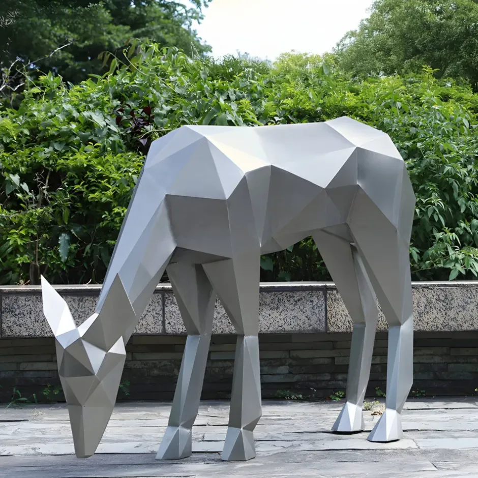 Statues & Sculptures Wildlife|Stags & Deers^Deer 90cm Geometric Metal Garden Sculpture