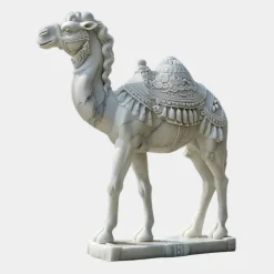 Statues & Sculptures Wildlife|Modern^Desert Camel 160cm White Marble Garden Statue v3