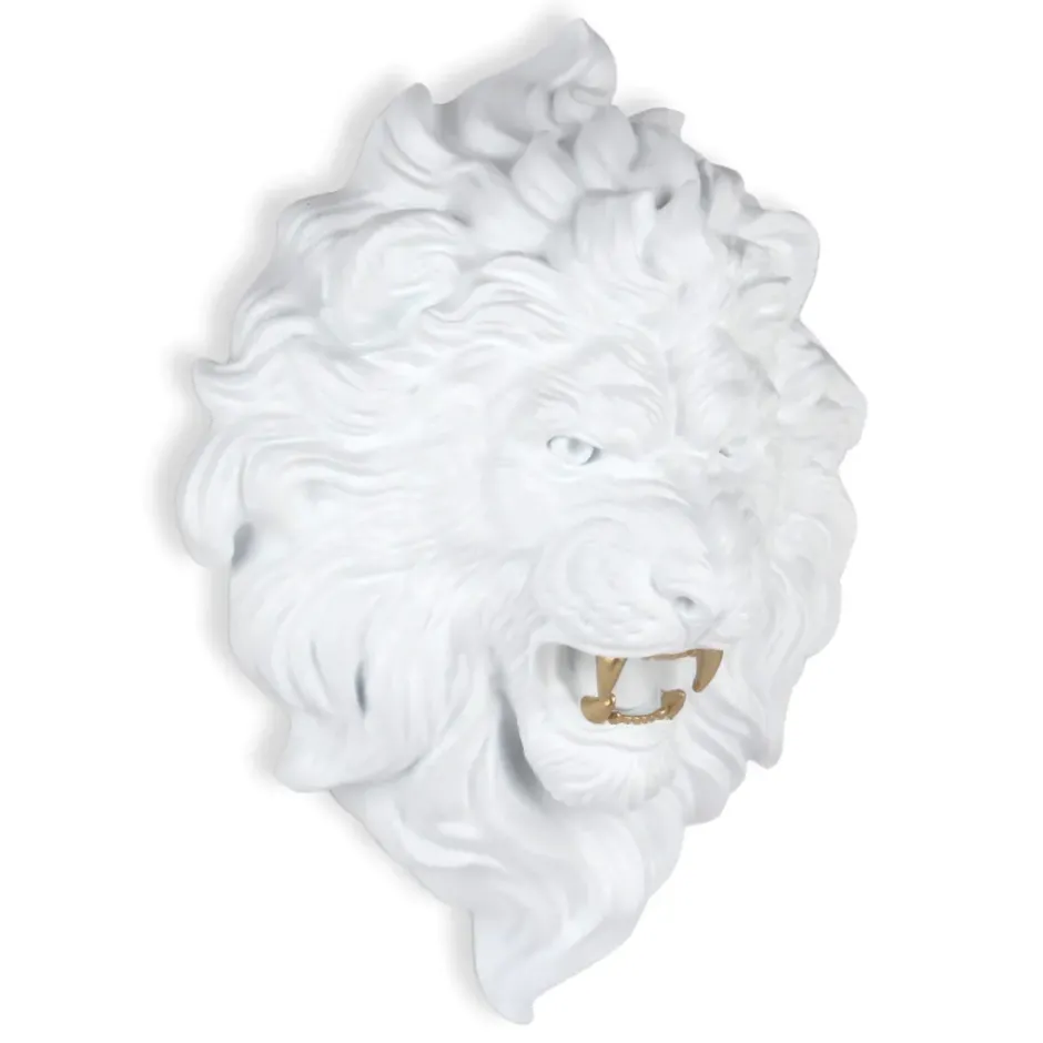 Statues & Sculptures Wall Art|Animals^Desert Lion 49cm White Resin Wall Sculpture