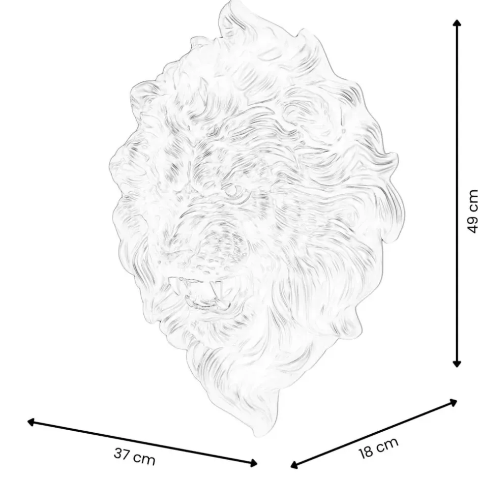 Statues & Sculptures Wall Art|Animals^Desert Lion 49cm White Resin Wall Sculpture
