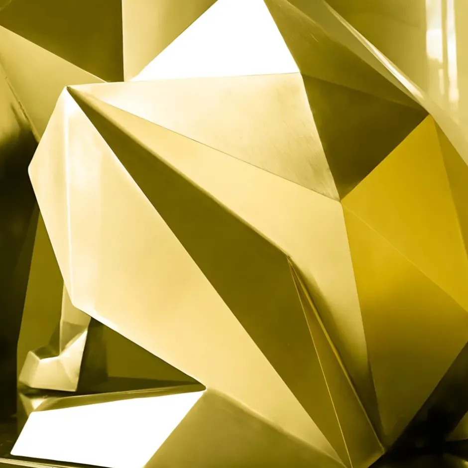 Statues & Sculptures Low Poly|Animals^Dog 100cm Gold Geometric Metal Garden Sculpture