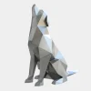 Statues & Sculptures Low Poly|Animals^Dog 100cm Silver Geometric Metal Garden Sculpture