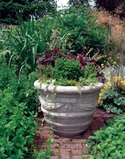 Statues & Sculptures Large|Round^Draped Vase Stone Garden Planter