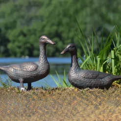 Statues & Sculptures Ducks^Ducks Aged Bronze Garden Ornaments