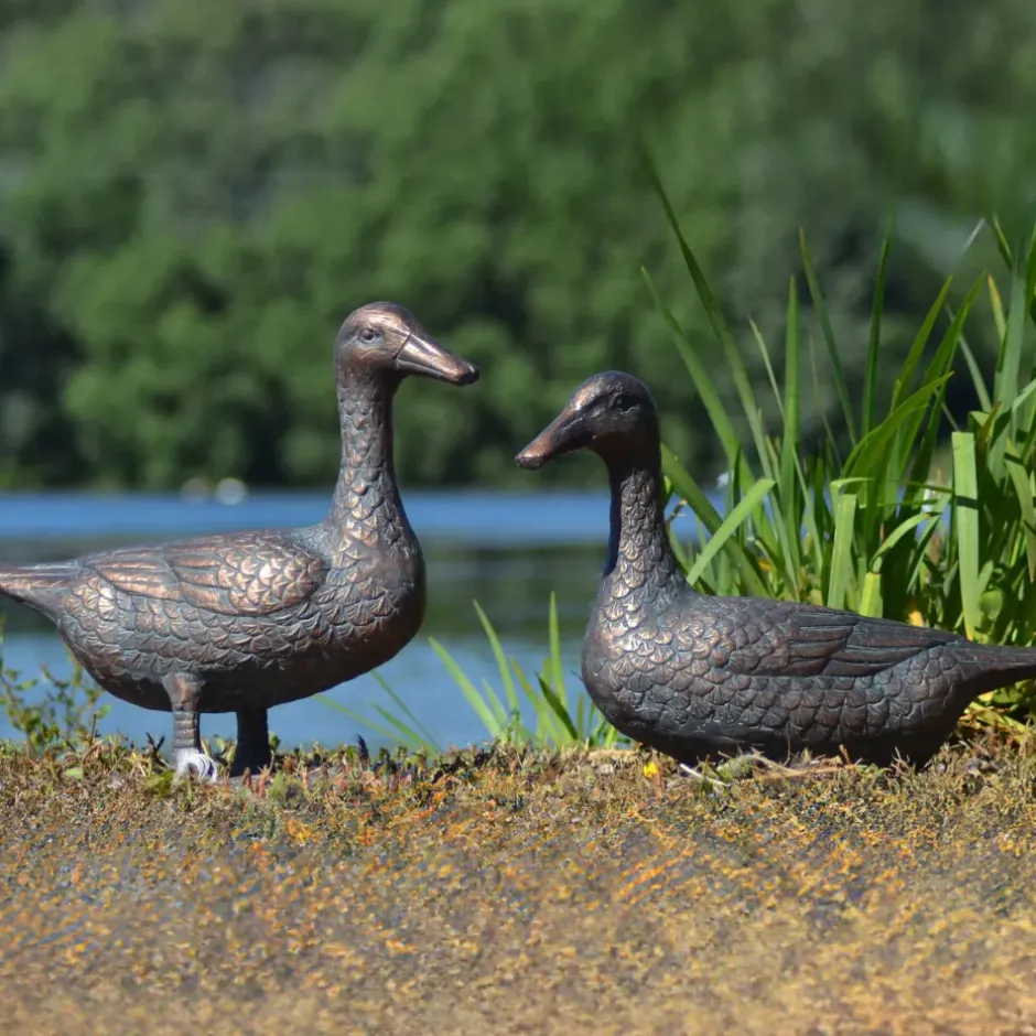 Statues & Sculptures Ducks^Ducks Aged Bronze Garden Ornaments