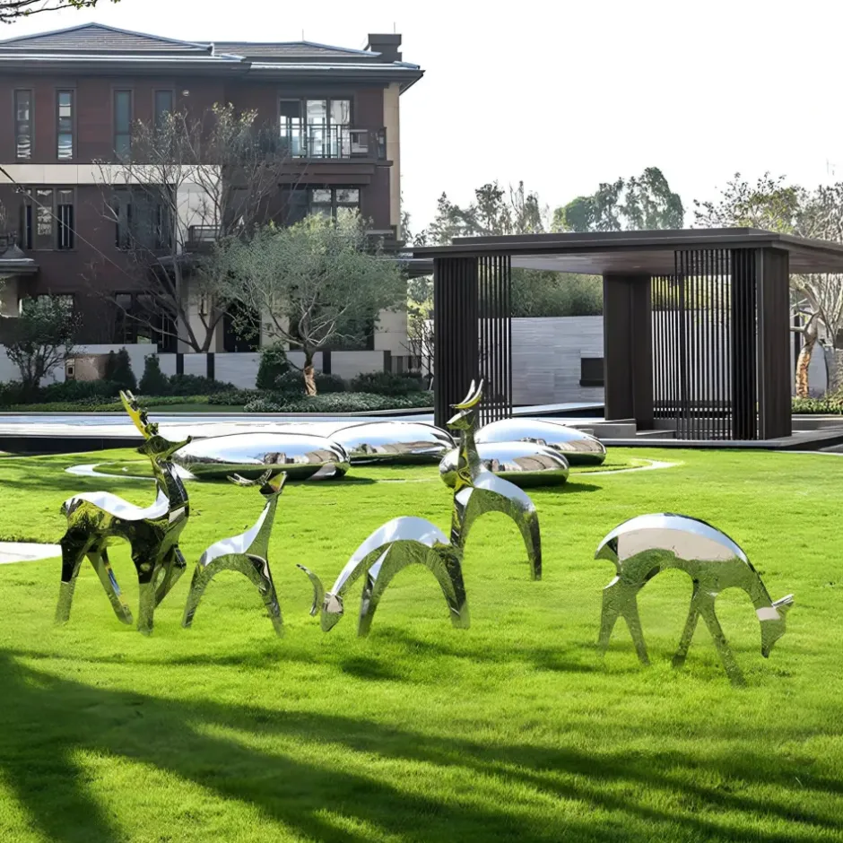Statues & Sculptures Wildlife|Stags & Deers^Dynamic Deer 75cm Metal Garden Sculpture