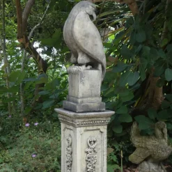 Statues & Sculptures Eagles|Modern^Eagle on Floral Pedestal Modern Stone Garden Statue
