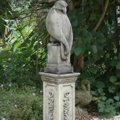Statues & Sculptures Eagles|Modern^Eagle on Floral Pedestal Modern Stone Garden Statue