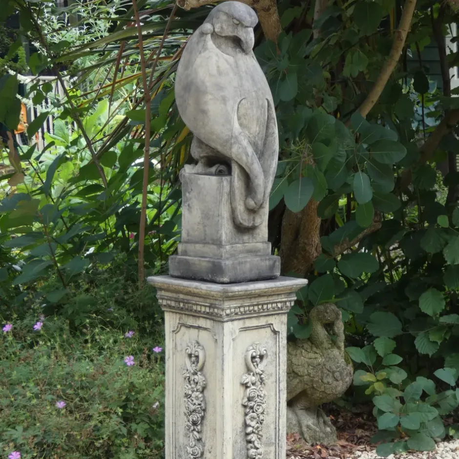 Statues & Sculptures Eagles|Modern^Eagle on Floral Pedestal Modern Stone Garden Statue