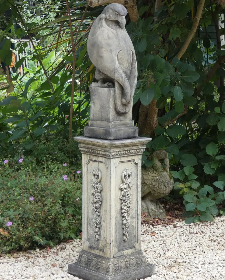 Statues & Sculptures Eagles|Modern^Eagle on Floral Pedestal Modern Stone Garden Statue