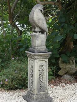 Statues & Sculptures Eagles|Modern^Eagle on Floral Pedestal Modern Stone Garden Statue