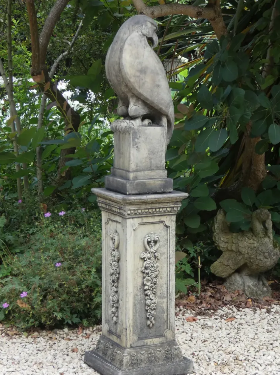 Statues & Sculptures Eagles|Modern^Eagle on Floral Pedestal Modern Stone Garden Statue