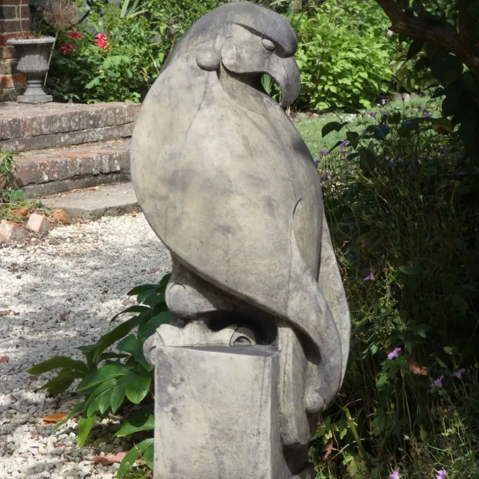 Statues & Sculptures Eagles|Modern^Eagle on Floral Pedestal Modern Stone Garden Statue