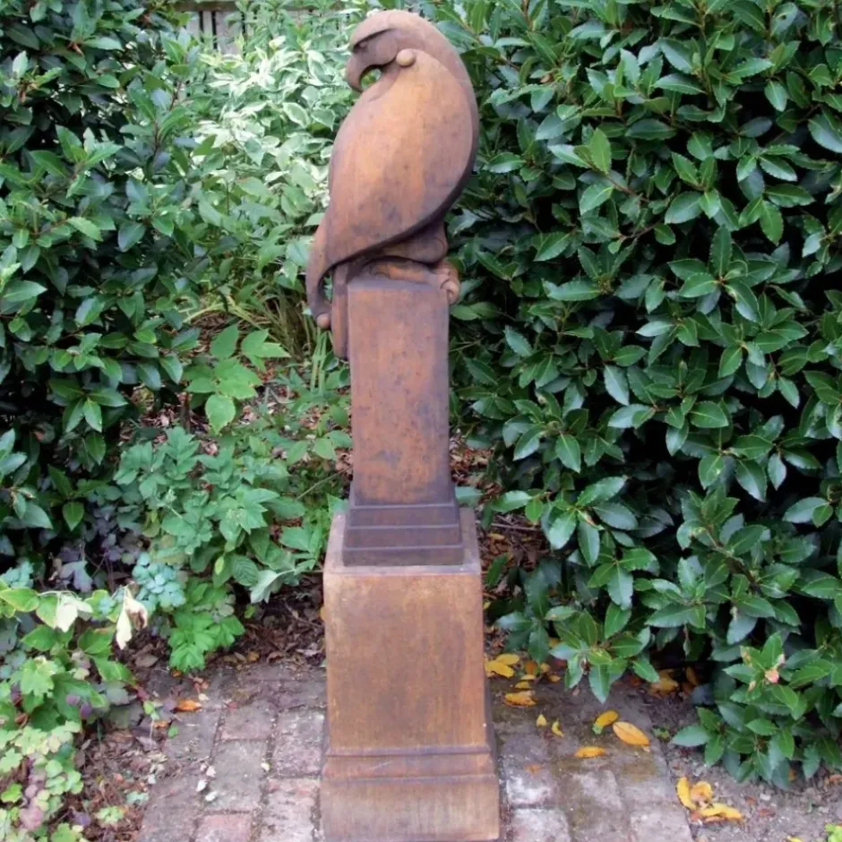 Statues & Sculptures Eagles|Modern^Eagle on Pedestal Modern Stone Garden Statue (Rust)
