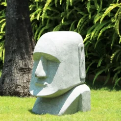Statues & Sculptures Easter Island Heads^Easter Island Head 80cm Stone Garden Ornament