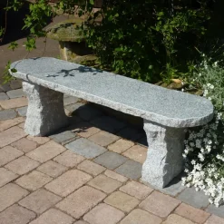 Statues & Sculptures Stone Benches^Elegance II Natural Granite Grey Stone Garden Bench