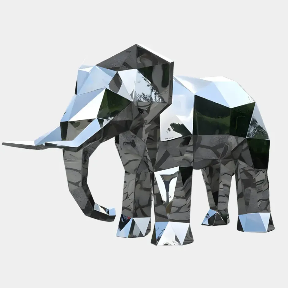 Statues & Sculptures Wildlife|Contemporary^Elephant 168cm Geometric Metal Garden Sculpture