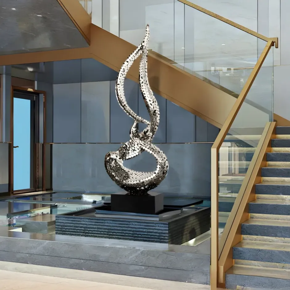 Statues & Sculptures Giant|Floor Standing^Eternal Flame 173cm Gold Metal Garden Sculpture