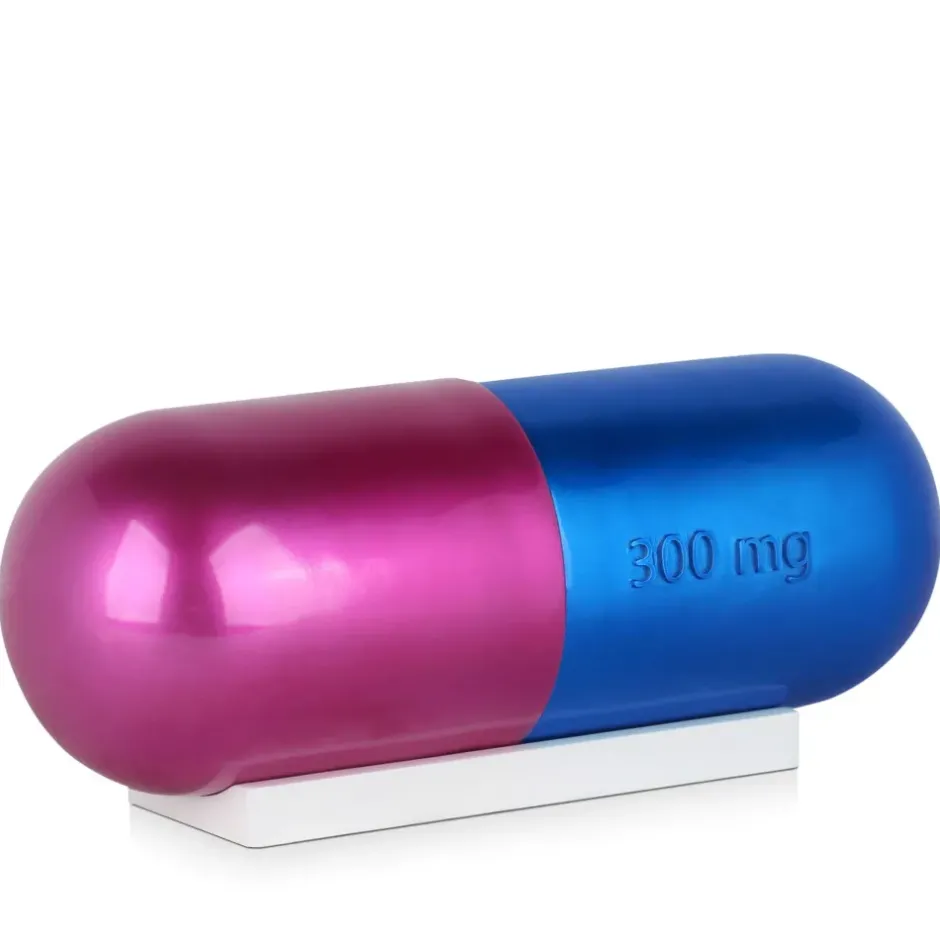 Statues & Sculptures Table Top|Contemporary^Eternal Happiness Pill 13cm Fuchsia Resin Indoor Sculpture