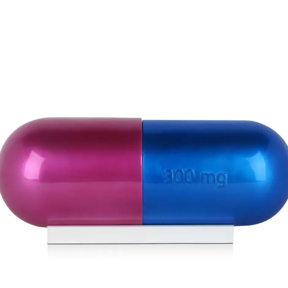 Statues & Sculptures Table Top|Contemporary^Eternal Happiness Pill 13cm Fuchsia Resin Indoor Sculpture
