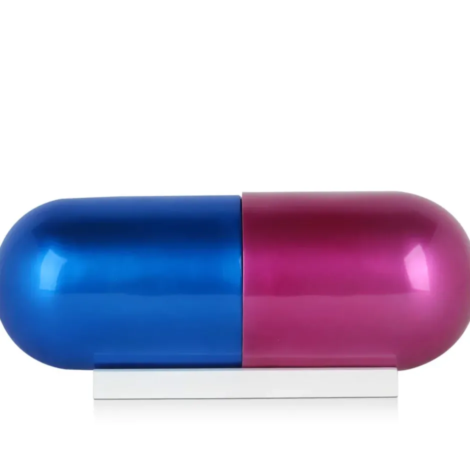 Statues & Sculptures Table Top|Contemporary^Eternal Happiness Pill 13cm Fuchsia Resin Indoor Sculpture