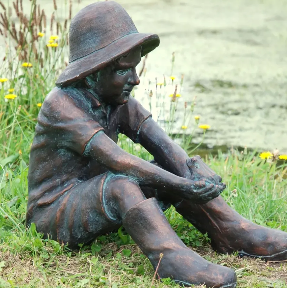 Statues & Sculptures Children^Farmer Boy Bronze Resin Garden Ornament