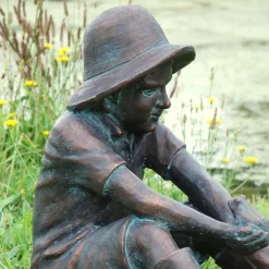 Statues & Sculptures Children^Farmer Boy Bronze Resin Garden Ornament