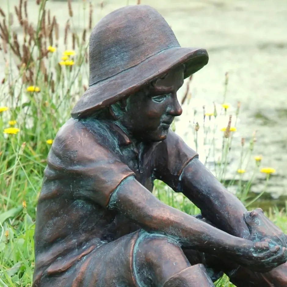 Statues & Sculptures Children^Farmer Boy Bronze Resin Garden Ornament