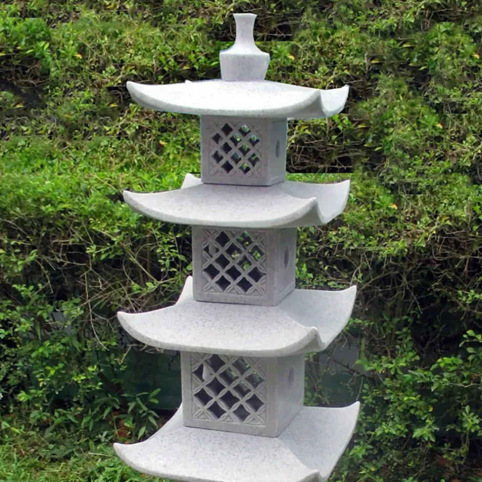 Statues & Sculptures Pagodas^Five Tier Japanese Pagoda Lantern Granite Garden Ornament